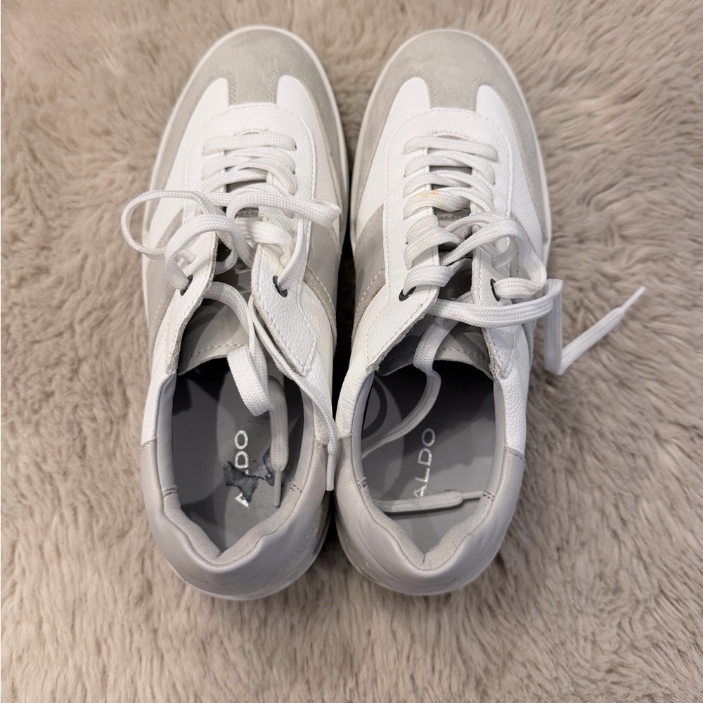Aldo Gray and White Casual Sneakers